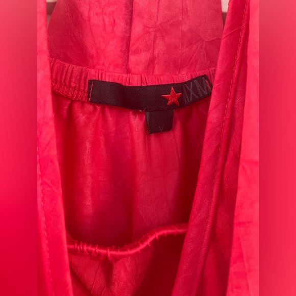 3/25 Hot Coral Pink MXM Tie Neck Halter Top - Picture 3 of 11